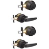 image:imageProbrico Straight Door Handleset Levers with Single Cylinder Deadbolts Combo Keyed Alike Entry Door Handles Lockset Reversible Door Knobs for Right amp Left Side Oil Rubbed Bronze 2 Pack