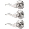 image:imageProbrico Wave Style Left Handle Dummy Levers Left Handed Door Knobs Satin Nickel Finish3 Pack