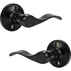 image:imageProbrico 1 Pair Black Wave Style Dummy Door Lever for Interior DoorLeft Hand and Right Handed NonFunctioningBlack