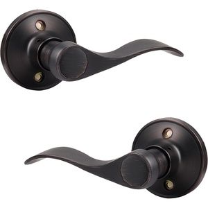 image:imageProbrico 1 Pair Black Wave Style Dummy Door Lever for Interior DoorLeft Hand and Right Handed NonFunctioningOil Rubbed Bronze