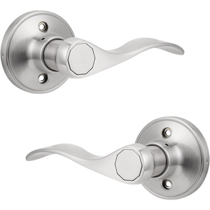 image:imageProbrico 1 Pair Black Wave Style Dummy Door Lever for Interior DoorLeft Hand and Right Handed NonFunctioningSatin Nickel