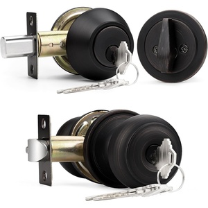image:imageProbrico 3 Pack Entry Door Knob Set with Single Cylinder Deadbolt Combo Set Keyed Alike Brushed Nickel Door Knobs with Lock and Keys for Entrance Front DoorOil Rubbed Bronze