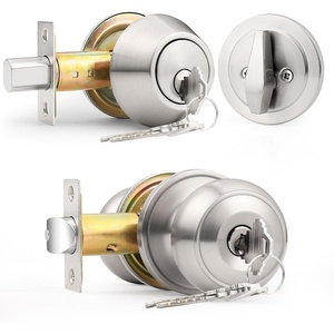 image:imageProbrico 3 Pack Entry Door Knob Set with Single Cylinder Deadbolt Combo Set Keyed Alike Brushed Nickel Door Knobs with Lock and Keys for Entrance Front DoorBrushed Nickel