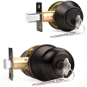 image:imageProbrico Black Keyed Alike Entry Knobs Front Door Locks Exterior Lockset and Single Cylinder Deadbolt Combination Set 2 PackOil Rubbed Bronze