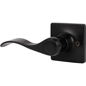 image:imageProbrico Decorative Inactive Left Handed Lever in Black Square Rosette Single Dummy Door Handle with a Traditional Wave Design for Interior Hall Closets or Pantry Doors 1 Pack