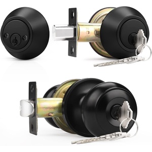 image:imageProbrico Entry Door Knob Lock Set and Double Cylinder Deadbolt Combination Set OilRubbed Bronze 3 Pack Keyed AlikeBlack