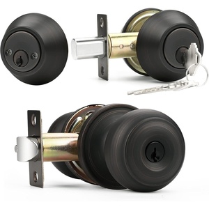 image:imageProbrico Entry Door Knob Lock Set and Double Cylinder Deadbolt Combination Set OilRubbed Bronze 3 Pack Keyed AlikeOil Rubbed Bronze