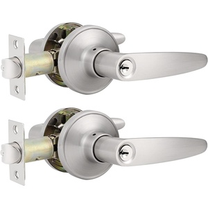 image:imageProbrico Keyed Alike Entry Door Levers Modern Flat Style Door Handles Satin Nickel Entrance Door Locks for Front Exterior Doors Reversible for Right amp Left Handed Doors 2 Pack