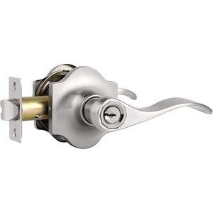 image:imageProbrico Keyed Entry Door Locks Camelot Style Wave Door Levers Brushed Nickel Stainless Steel Door Handles Interior amp Exterior Door Locksets for Left amp Right Hand Doors 85061SN