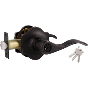 image:imageProbrico Keyed Entry Door Locks Camelot Style Wave Door Levers Oil Rubbed Bronze Stainless Steel Door Handles Interior amp Exterior Door Locksets for Left amp Right Hand Doors 85061OB