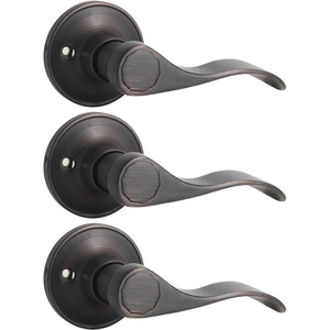 image:imageProbrico RightHanded HalfDummy Levers in Satin Nickel Finish Interior Wave Style Single Side NonFunctioning Door Handles for Closets 2 PackOil Rubbed Bronze