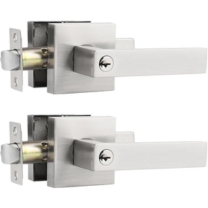 image:imageProbrico Square Keyed Alike Entry Levers Satin Nickel Heavy Duty Entrance Levers Door Locks Reversible Rectangle Levers for RightLeft Handed Doors 2 PackBrushed Nickel