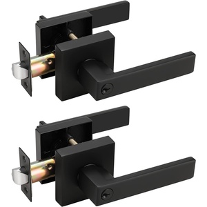 image:imageProbrico Square Keyed Alike Entry Levers Satin Nickel Heavy Duty Entrance Levers Door Locks Reversible Rectangle Levers for RightLeft Handed Doors 2 PackBlack