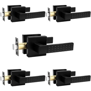 image:imageProbrico Square Passage Interior Keyless Door Handle Heavy Duty Door Knobs for Hall and Closet Doors NonSlip Grip Levers for RightLeft Handed Doors Matt Black 5 Pack