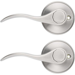 image:imageProbrico Wave Style Left Handle Dummy Levers Left Handed Door Knobs Satin Nickel Finish2 Pack