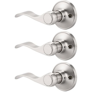 image:imageProbrico Wave Style Left Handle Dummy Levers Left Handed Door Knobs Satin Nickel Finish3 Pack