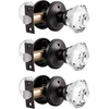 image:imageProbrico Clear Crystal Knobs for BedBath Privacy Door Handles with Lock Heavy Duty Glass Door Knobs with Oil Rubbed Bronze Rosette 3 PackOil Rubbed Bronze