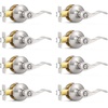 image:imageProbrico Privacy Door Levers Interior Door Handles Levers Satin Nickel Door Lever for Bedroom Bathroom Wave Style Door Lever Left Right Handed Door Handles 20 PackSatin Nickel
