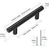 image:imageProbrico 50 Pack 3 Hole Centers Flat Black Modern Cabinet Handles Stainless Steel Drawer Handle Kitchen Cupboard T Bar Pulls 5 Inch Total Length
